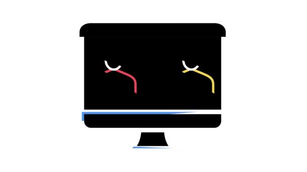 Video en línea que llama animación del icono de color de la pantalla del ordenador — Vídeos de Stock