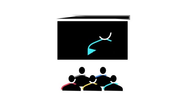 Online grupy nauczania kolor ikona animacja — Wideo stockowe
