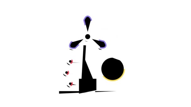 Energie turbine kleur pictogram animatie — Stockvideo