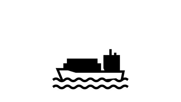 Animação ícone da linha de transporte navio — Vídeo de Stock