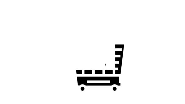 Supermarkt Warenkorb Hinzufügen von Produkten Glyphen-Symbol Animation — Stockvideo