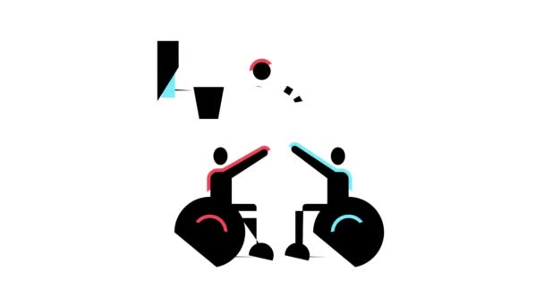 残疾打篮球彩色图标动画 — 图库视频影像