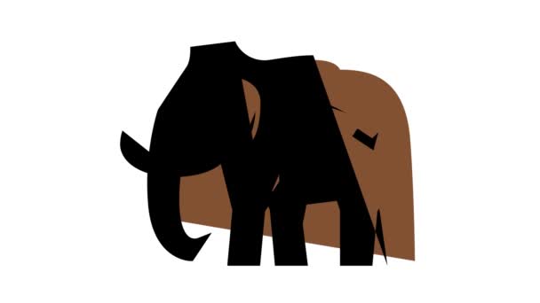 Mamute animal cor ícone animação — Vídeo de Stock