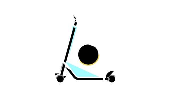 Elektro Kick Scooter Farbe Symbol Animation — Stockvideo