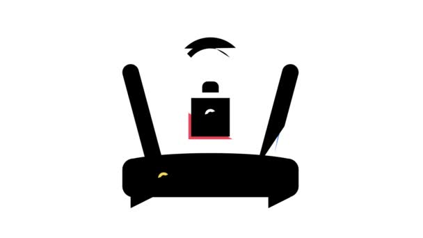 Wifi router lås färg ikon animation — Stockvideo