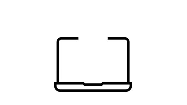 Informacje ekonomiczne laptop linia ikona animacja — Wideo stockowe