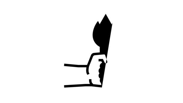tűz fáklya vonal ikon animáció