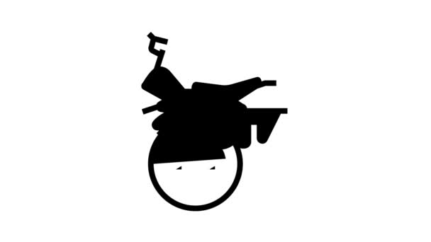 Monowheel Motorrad Fahrzeug Linie Ikone Animation — Stockvideo