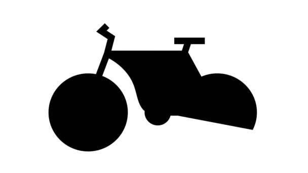Bicicleta línea de transporte icono de animación — Vídeos de Stock
