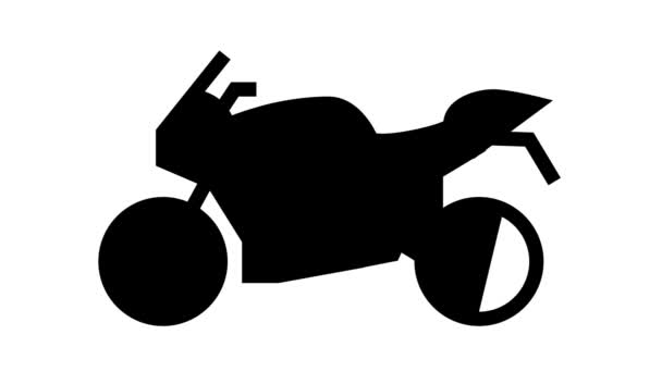 Анимация иконок линии мотоцикла — стоковое видео
