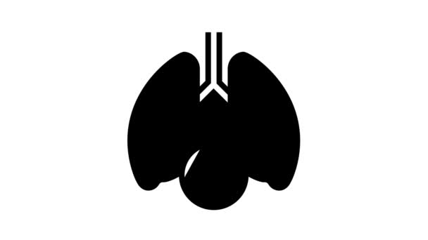 Linha de transplante de pulmões ícone animação — Vídeo de Stock
