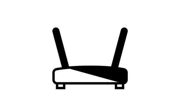Wifi router bloqueo línea icono de animación — Vídeos de Stock