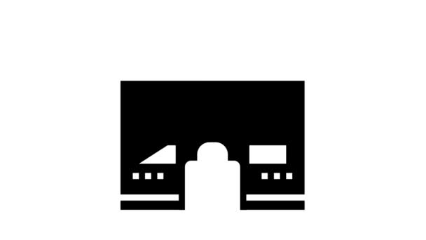 Animação ícone de glifo de fábrica fechado — Vídeo de Stock