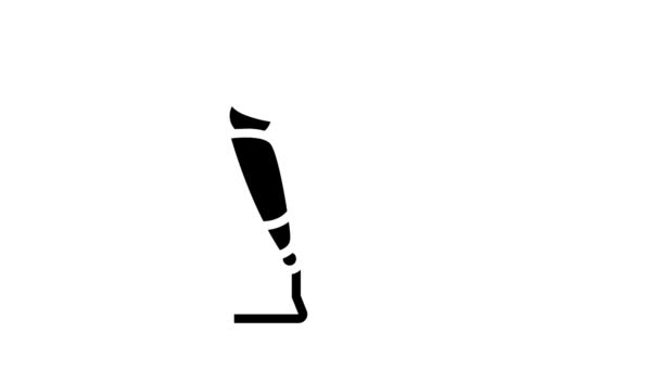 Moderna pierna prótesis glifo icono de animación — Vídeo de stock