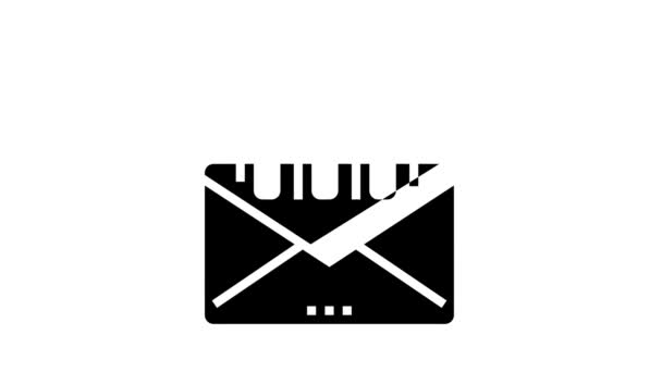Mensaje de correo electrónico con animación de icono de glifo de código binario — Vídeo de stock