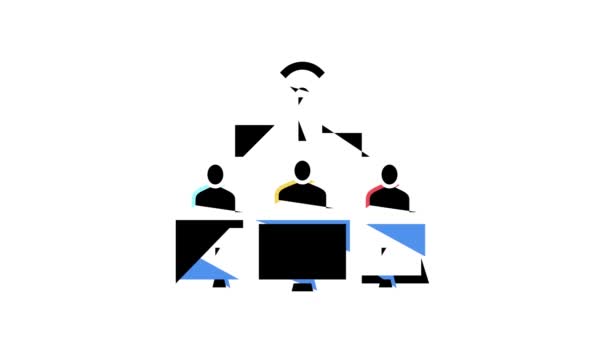 Team arbete trådlös internetuppkoppling färg ikon animation — Stockvideo