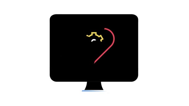 Trabajo remoto en animación icono de color del ordenador — Vídeo de stock