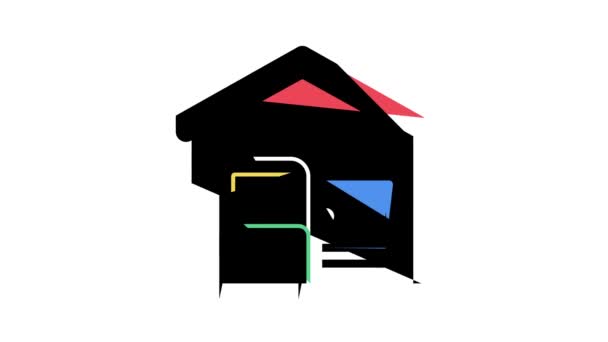 Equipaje y portátil en la casa icono de color de animación — Vídeo de stock
