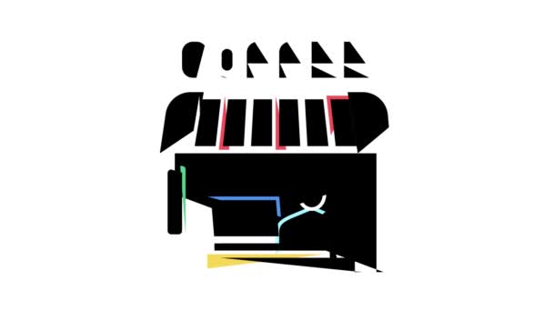 Trabajo remoto en la animación icono de color cafetería — Vídeos de Stock