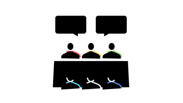 Business meeting kleur pictogram animatie — Stockvideo