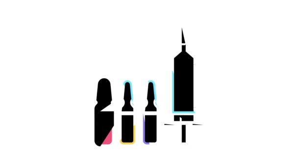 Animace barevné ikony injekční stříkačky — Stock video