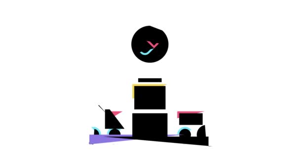 Анимация иконок на заводе — стоковое видео