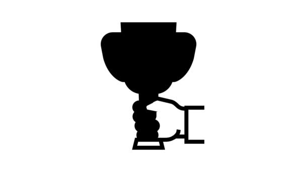 Arbetare månad cup line ikon animation — Stockvideo