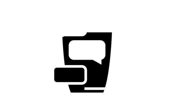 Koffiepauze communicatie glyph pictogram animatie — Stockvideo