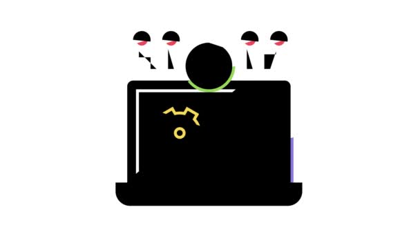 Laptop internet badania rynku kolor ikona animacja — Wideo stockowe