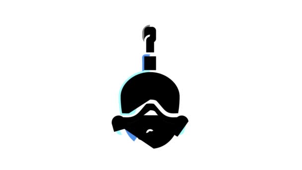 Máscara de buceo color icono de animación — Vídeo de stock