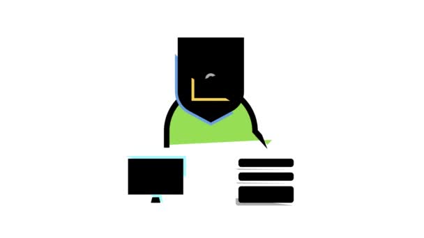 Animación icono de color de transferencia de archivos de protección — Vídeos de Stock
