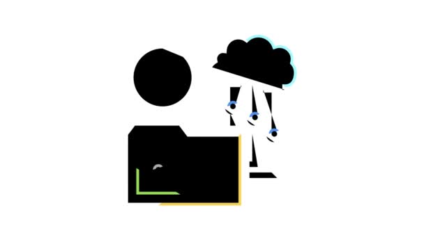 Animasi ikon warna penyimpanan awan — Stok Video