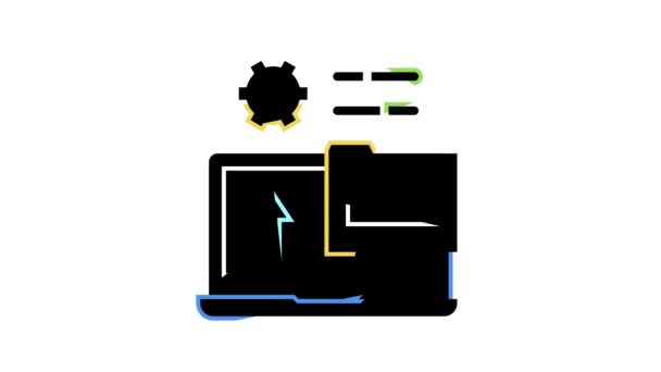 Pasta laptop animação ícone de cor — Vídeo de Stock