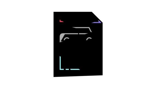 Charakterystyka samochodu papier lista kolor ikona animacja — Wideo stockowe