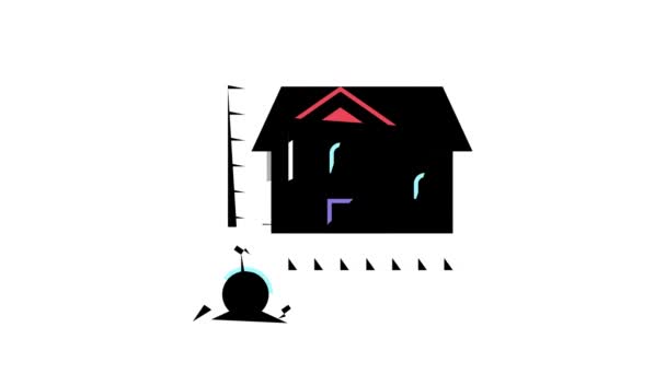 Huis bouw modellering kleur pictogram animatie — Stockvideo