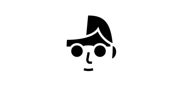 Geek humano línea icono de animación — Vídeo de stock