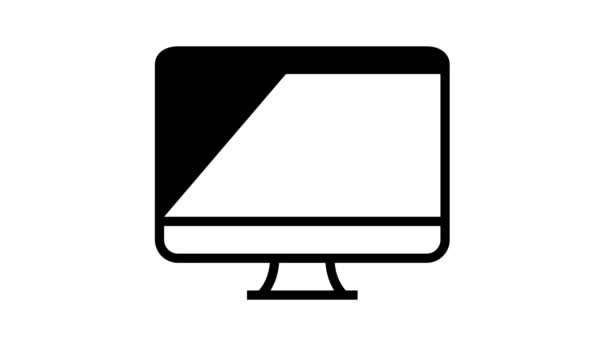 Tareas en la pantalla de la computadora animación icono de línea — Vídeos de Stock