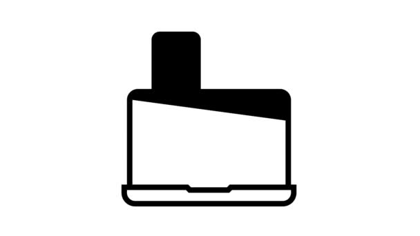 Processo de trabalho dispositivos eletrônicos linha ícone animação — Vídeo de Stock