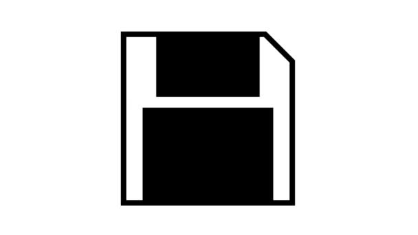 Animace ikon řádku diskety počítače — Stock video