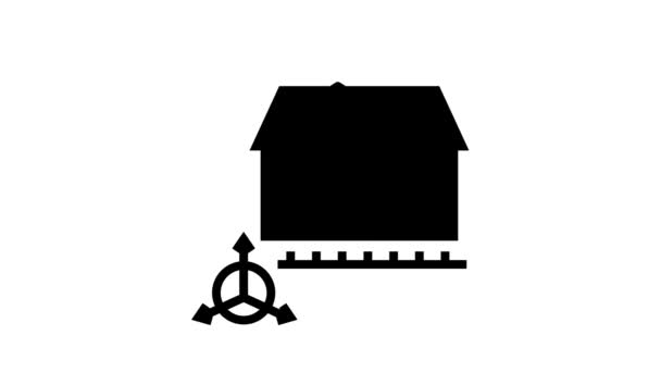 Huis bouw modellering lijn pictogram animatie — Stockvideo