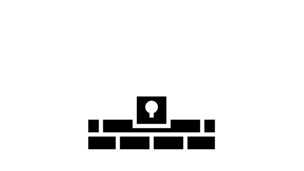 Protezione della parete in tutto il mondo internet glifo icona animazione — Video Stock