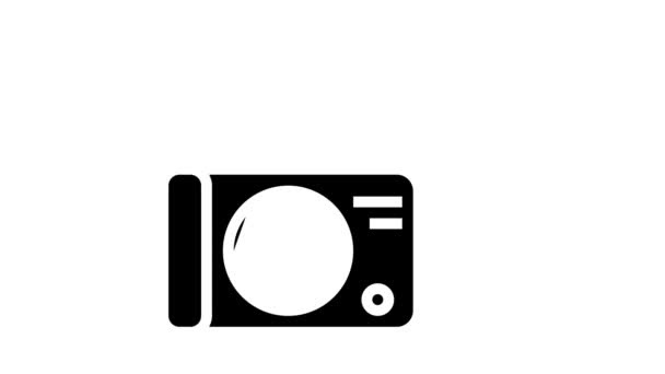 Vintage fotocamera glyph pictogram animatie — Stockvideo