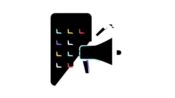 Adverteren luidspreker sociale pagina kleur pictogram animatie — Stockvideo