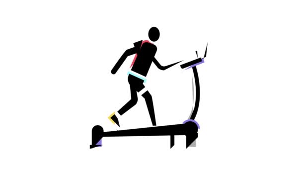 Banda de alergare echipament sport culoare icon animație — Videoclip de stoc