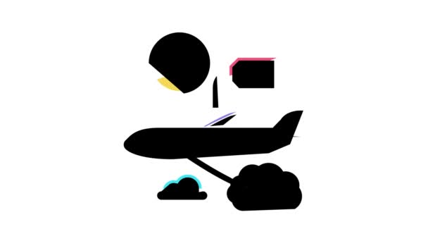 Avião de aluguer de cor ícone animação — Vídeo de Stock