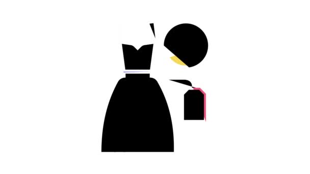 Vestido de novia de alquiler de color icono de animación — Vídeos de Stock