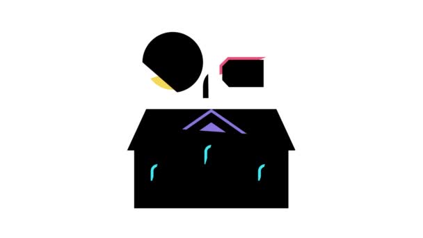 Casa edificio de alquiler de color icono de animación — Vídeo de stock
