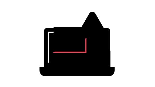 Mengiklankan animasi ikon warna layar laptop — Stok Video