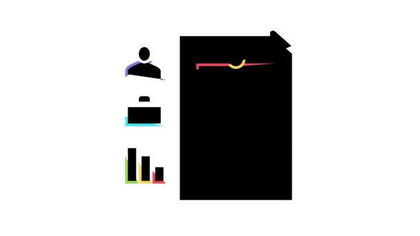Mitarbeiter Lebenslauf Farb-Icon Animation — Stockvideo