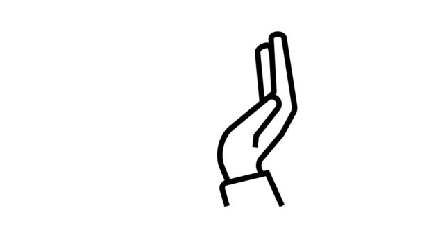 Handen houden hartlijn pictogram animatie — Stockvideo